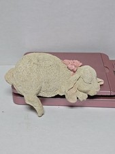 Resin Figurine of Sleeping Bunny/Bear in Polka-Dot Bed with Teddy Bear — listing 3