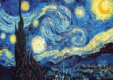 Completed Diamond Painting of Van Gogh's Starry Night, Framed Under Glass — listing 3