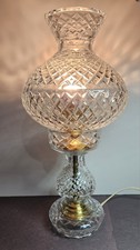 Vintage Stacked Crystal Glass Table Lamp with Pleated Silk Shade — listing 6