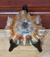 Marigold Carnival Glass Ruffled Console Bowl, 11.5 in. — listing 3
