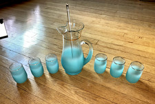 Vintage West Virginia Glass Specialty Game Bird Cocktail Pitcher with Frosted Crackle Finish — listing 3