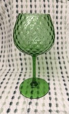 Empoli Italian Art Glass Large Balloon Goblet Vase in Teal/Peacock Blue with Optic Ribbing and Twisted Stem — listing 6