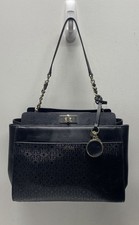 G by Guess Black Saffiano Leather Satchel Handbag with Turn-Lock G Charm — listing 2