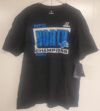 Detroit Lions Fanatics Black Cotton T-Shirt with Blue Lion Logo, Size L