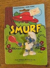 Vintage Schleich Peyo Smurf Tennis Player Figurines - Smurfette and Smurf with Rackets (Pair) — listing 4