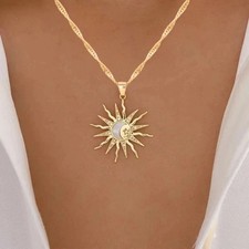 Gold-Tone Rhinestone Pendant Necklace with Faceted Red Diamond-Shaped Stone — listing 5