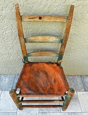 Antique Primitive Ladderback Side Chair with Woven Splint Seat — listing 4
