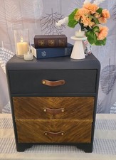 Vintage Waterfall-Style 6-Drawer Double Dresser with Red-Stripe Bakelite-Style Pulls, Painted White — listing 3