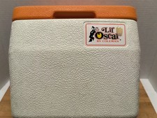 Vintage Coleman Lil' Oscar Personal Cooler, Orange & Cream — listing 3