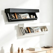 Vintage Solid Wood Three-Tier Wall-Mounted Display Shelf with Scrolled Sides