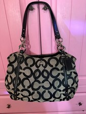 Coach Op Art Signature Sateen Drawstring Shoulder Bag in Black/Grey — listing 4