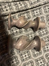 Pair of Hand-Carved Kisii Soapstone Twisted Candlesticks with Incised Spiral Line Decoration — listing 4