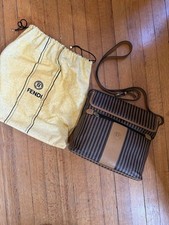 Vintage Fendi Pequin Stripe Coated Canvas Crossbody Flap Bag — listing 6