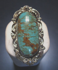 Navajo Turquoise & Sterling Silver Dangle Drop Earrings by Running Bear — listing 6
