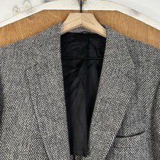 Vintage Harris Tweed Herringbone Sport Coat by Halborne Hall Brown, Grey/Brown, 2-Button — listing 3