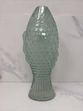 Vintage Green Glazed Ceramic Gurgle-Style Open-Mouth Koi Fish Vase / Planter