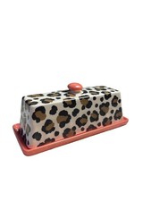 Hand-Painted Italian Ceramic Covered Butter Dish with Pink Floral Design — listing 6