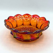 Fenton Carnival Glass Amethyst Dragon and Lotus / Iris Herringbone Ruffled Bowl — listing 6