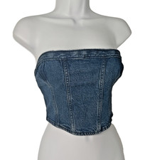 Y2K Denim Cropped Strapless Corset Tube Top — listing 5