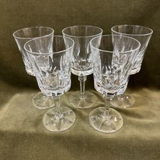 Cut Crystal Wine Glass with Hobstar and Fan Pattern, Faceted Knop Stem, listing 2