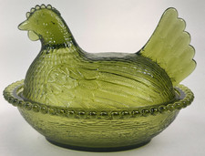 Indiana Glass Iridescent Blue Carnival Glass Hen on Nest Covered Dish — listing 6