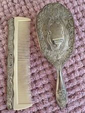 Vintage Ornate Repousse Vanity Comb and Hand Mirror Set — listing 5