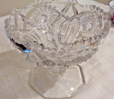 Pressed Glass Footed Bud Vase with Sawtooth Rim and Hobstar/Buzzstar Pattern — listing 2
