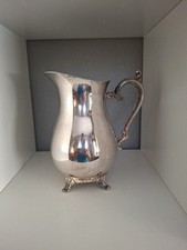 Vintage Silverplate Footed Water Pitcher with Ornate Scroll Handle — listing 3