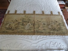 Antique French-Style Machine-Woven Jacquard Tapestry Panel, Rococo Palace Interior Scene, 54 in x 18.5 in Horizontal Wall Hanging — listing 2