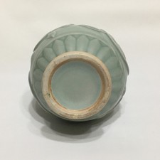 Chinese Celadon Molded Baluster Vase with Wood Stand — listing 4