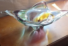 Mid-Century Modern Tall Blue Swirl Murano-Style Glass Table Lamp with Wood Base — listing 2