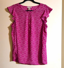 LOFT Outlet Black and White Geometric Print Blouson Top, Size XS — listing 4