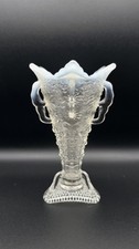 Pressed Glass Vase with Frosted Rose Motif and Sawtooth Rim — listing 6