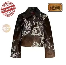 Vintage Cowhide Calf-Hair Front Jacket with Black Knit Sleeves, National Cotton Registry Tag — listing 3