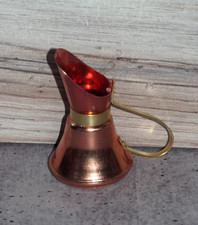 miniature brass Vintage Miniature Copper and Brass Pitcher / Creamer with Banded Trim — listing 2