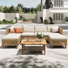 Outdoor Patio Furniture Set — Rocking Chair, Loveseat & Glass Coffee Table (Sling Mesh, Black Frame) — listing 3
