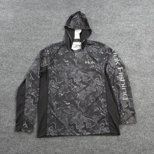 Huk Men's Long Sleeve Performance Fishing Shirt, Size L, Water Camo Print