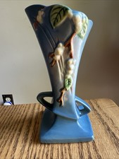 Roseville Pottery Snowberry Pattern Vase in Blue