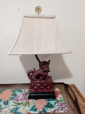 Chinoiserie Terracotta and Metal Table Lamp with Foo Dog/Kylin Motif — listing 6