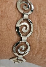 Sterling Silver Greek Key Hoop Chandelier Earrings with Purple Bead & Dangle Fringe — listing 6
