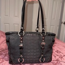 Coach Signature Gallery Beige/Khaki Jacquard Tote Purse with Suede Trim Yes - format like No. XXXXX-XXXXX — listing 5