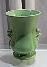 McCoy Pottery Leaf and Berry 6" Cornucopia Vase, Matched Pair, Yellow Glaze — listing 4