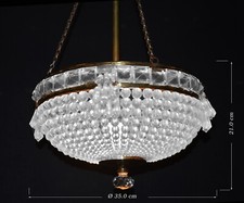 Antique French Empire Style Brass & Crystal Basket Chandelier — listing 3