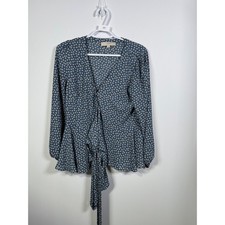 LOFT Outlet Black and White Geometric Print Blouson Top, Size XS — listing 5