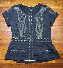 Ann Taylor Navy & White Crochet Lace Front Sleeveless Top, Size S — listing 6