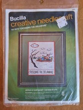 1976 Bicentennial 'Crossing the Delaware' Crewel Embroidery Framed Bucilla Kit — listing 3