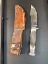 Queen Cutlery Fixed Blade Hunting Knife with Pearl Celluloid Handle, 3 inch Blade No visible stamp — listing 5