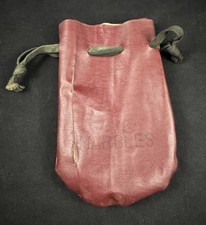 Antique Hand-Stitched Leather Drawstring Pouch with Brass Bead Toggle — listing 2