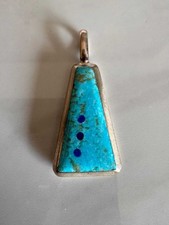 Native American Sterling Silver Free-Form Turquoise Pendant Necklace — listing 3