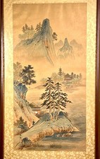 Antique Gouache Winter Landscape Painting, Signed F. Lashley, Rural Cottage Scene with Pond — listing 2